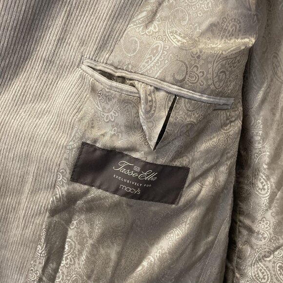 Vintage Tasso Elba Corduroy Safari Blazer Jacket RARE Mens Large L Elbow Patches - Picture 14 of 16